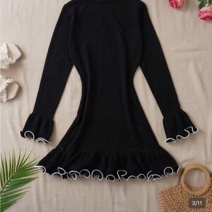 SHEIN Black Mini Dress with White Contrast Trim
